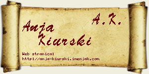 Anja Kiurski vizit kartica
